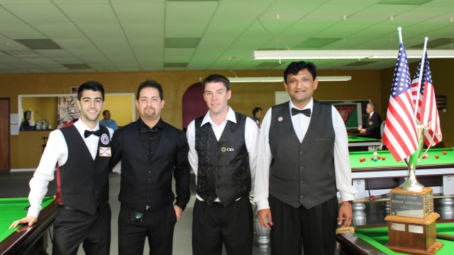The 2013 United States National Snooker Championship semifinalists, (pictured left to right) Sargon Isaac, Romil Azemat, Corey Deuel and Ajeya Prabhakar - Photo  SnookerUSA.com
