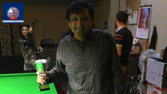 Event 7 winner of the 2014-15 USSA Tour, Ajeya Prabhakar - Photo  SnookerUSA.com