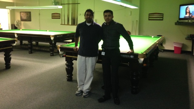 Mr. Mohammed Iqbal (left) and Mr. Syed Hassan pictured inside the Houston Snooker Club - Photo courtesy of Syed Hassan