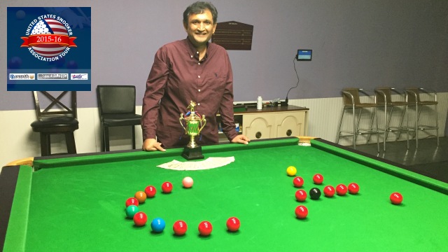 Event 11 winner of the 2015-16 USSA Tour, Ajeya Prabhakar - Photo  SnookerUSA.com