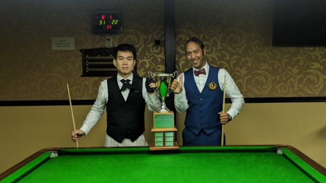 The finalists of the 2019 United States National Snooker Championship (from left to right): Cheang Ciing Yoo and Ahmed Aly Elsayed - Photo  SnookerUSA.com