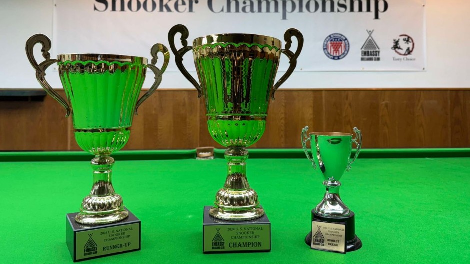 The 2024 United States National Snooker Championship trophies