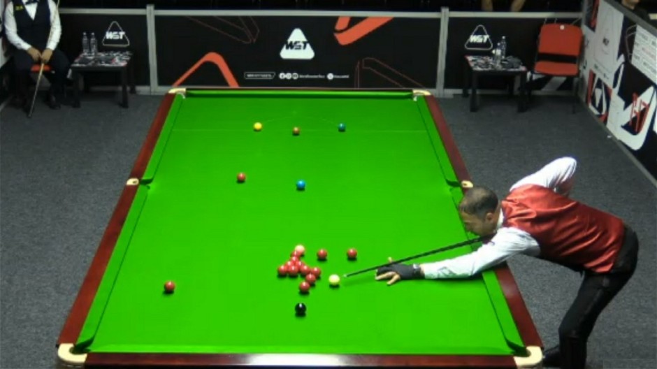 Ahmed Aly Elsayed pictured at play in qualifying for the 2024 Wuhan Open in Leicester, England